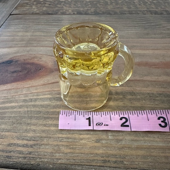 Vintage Federal Glass Amber & Yellow Mini Beer Mug Shot Glasses Set Of 2 - Picture 3 of 6